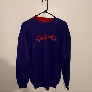 Vintage Top Stitch Purple Sweater with Red Hats